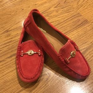 Coach Arlene Suede Loafer Shoes Size 7.5 B Coral